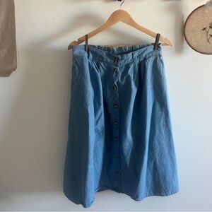 Cabin Creek Elastic Waist Denim Skirt - Light Blue